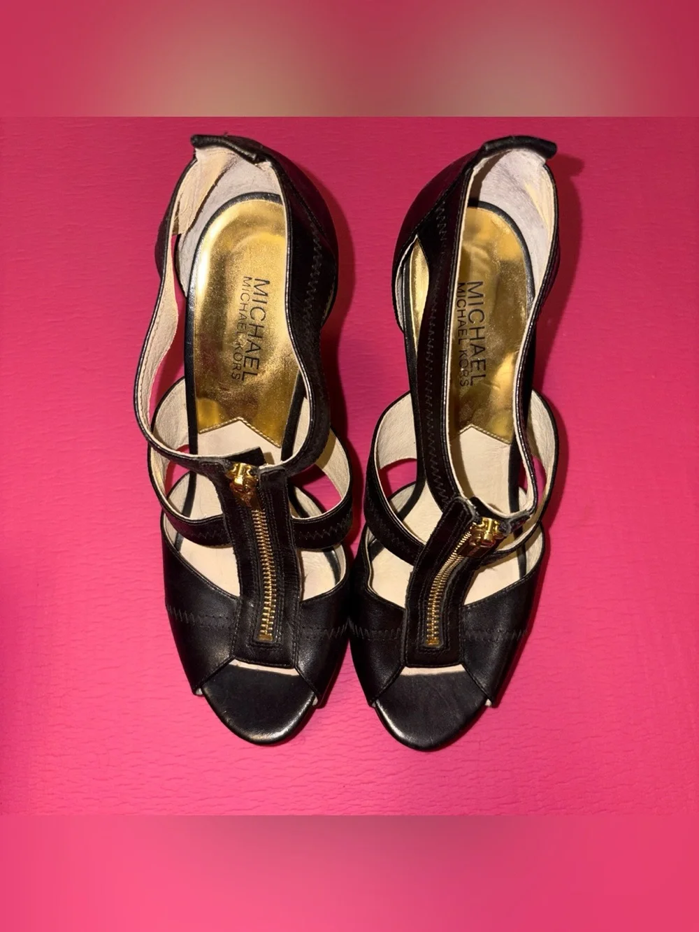 Michael kors Black Strappy Platform Stiletto Heels - Women's Fashion Shoe
